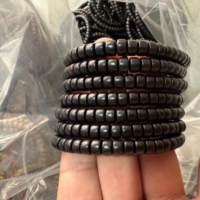 檀木药片珠手串木质简约男女复古手链绿檀紫光檀单圈佛珠文玩批发图3