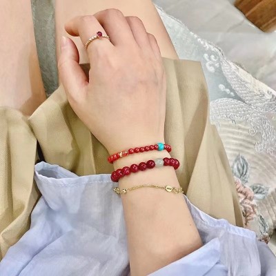 天然朱砂手串女高含量紫金砂金珠锦鲤本命年手链送女朋友礼物批发图3