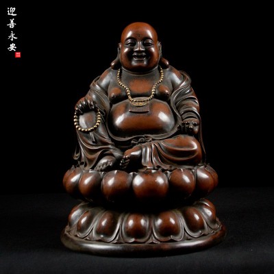 迎善永安铜像纯铜佛像招财摆件笑佛像大肚弥勒佛家居供奉家用客厅图2