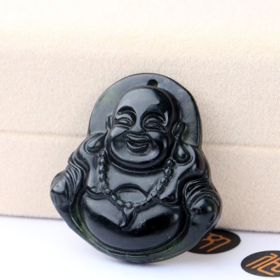 天然药王石吊坠 墨绿玉观音佛 平安扣蛇纹石玉藏玉无事牌厂家批发图3