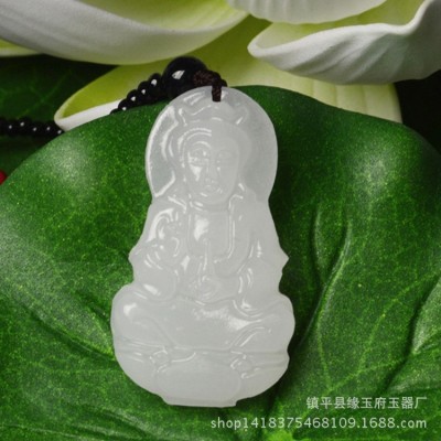 货阿富汗白玉观音吊坠男款 项链佛女款菩萨玉坠支持定做图3