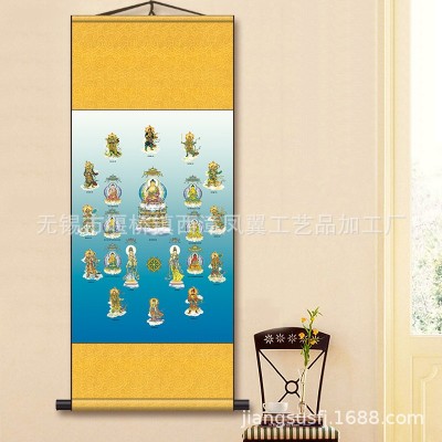 药师佛全家福 东方三圣 十二药叉画像 挂画 结缘供奉画卷轴画图2