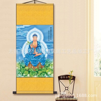 药师佛全家福 东方三圣 十二药叉画像 挂画 结缘供奉画卷轴画图3