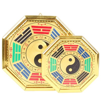 厂家现货玄易金边太极八卦镜 八卦镜工艺品挂件 太极阴阳镜摆件图3