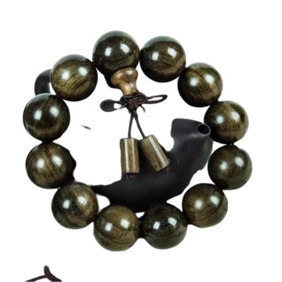 金丝楠佛珠手串阴沉木老料顺纹猫眼金丝楠手链批发地摊热卖款礼品图5