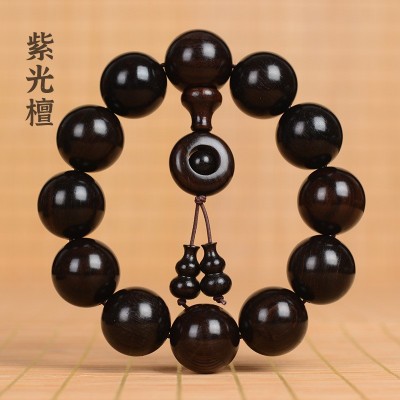 紫光檀黑檀乌木黑紫檀佛珠文玩手串批发檀木108颗念珠小礼品厂家图2