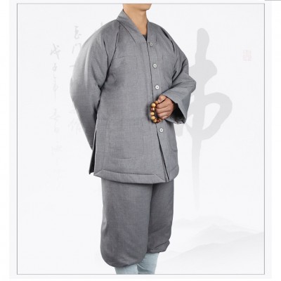 无忧树冬季加厚绒棉袄短褂男女僧侣保暖僧服僧衣短套装棉衣和尚衣图3