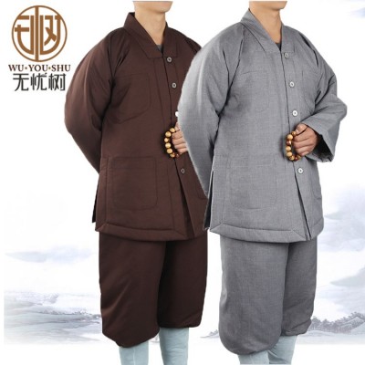 无忧树冬季加厚绒棉袄短褂男女僧侣保暖僧服僧衣短套装棉衣和尚衣图4