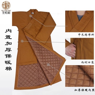 无忧树僧服长褂冬季大褂棉袄加厚保暖僧衣男女款和尚服出家人僧袍图2