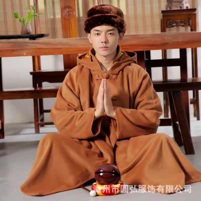圆弘 加厚保暖绒男女带袖款禅修大披风观音斗篷/打坐 冬款图3