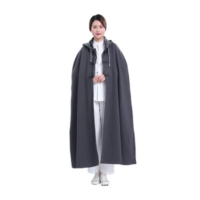 秋冬季精梳棉加绒打坐披风禅修斗篷无袖打坐服居士服僧服复古国风图5