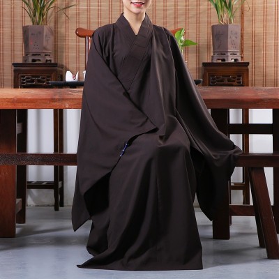 庄严品海青居士服厂家直销台麻麻纱夏季僧服长款男女服装三色可选图2
