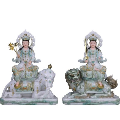 汉白玉文殊菩萨佛像普贤菩萨五台山华严三圣神像佛堂寺庙供奉摆件图4