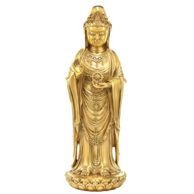 家用供奉黄铜佛像摆件黄铜南海观世音佛像家居办公金属工艺品摆件图5