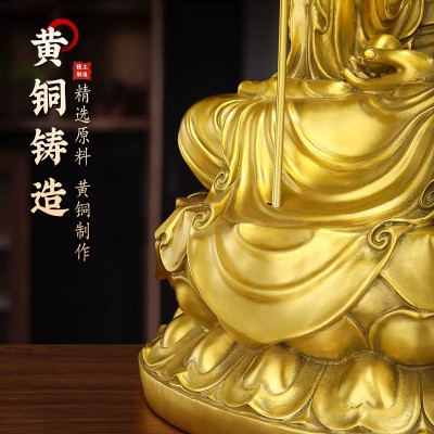 铜地藏王菩萨佛像供奉佛像摆件坐莲花底座神像娑婆三圣家居工艺品图4