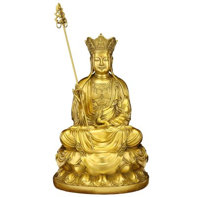 铜地藏王菩萨佛像供奉佛像摆件坐莲花底座神像娑婆三圣家居工艺品图5