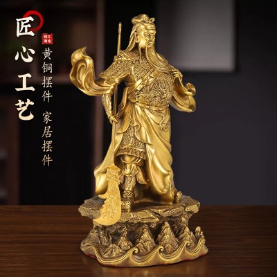 纯黄铜关公大号神像关二爷武财神爷铜像雕像家居客厅供奉摆件图2