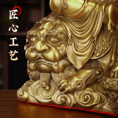 厂家直供纯黄铜供奉文殊菩萨佛像普贤菩萨佛像家居客厅桌面摆件图3