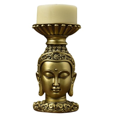 跨境创意东南亚仿古佛头烛台树脂工艺品家用供奉佛像家居装饰摆件图5