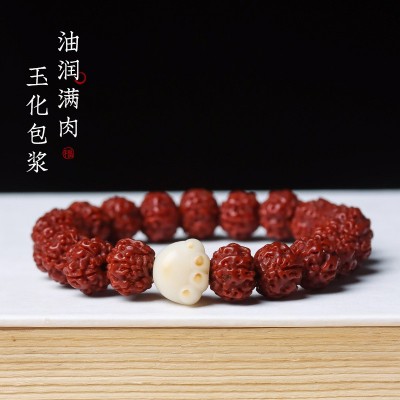 玉化金刚+牛骨 +六字真言手串 蛤蟆背金刚菩提佛珠 男士沉水文玩图2