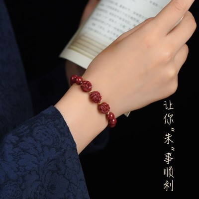 星睿珠宝普陀山朱砂手串三合六合2024龙年本命年生肖化解手链生日图4