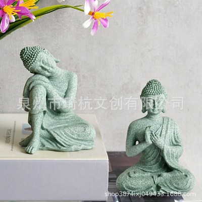 跨境新品仿石佛像工艺品鱼缸造景摆件禅意家居玄关装饰新中式摆设图2