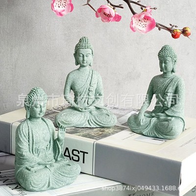 跨境新品仿石佛像工艺品鱼缸造景摆件禅意家居玄关装饰新中式摆设图3