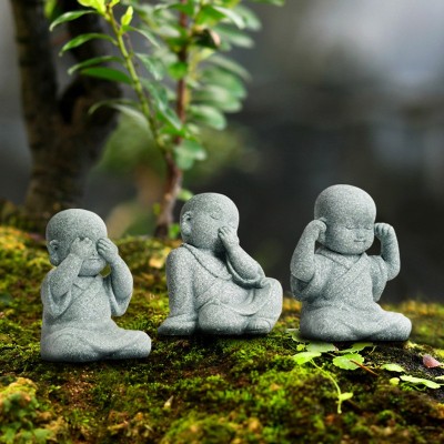 迷你光头小和尚创意萌趣小沙弥摆件园林盆景假山鱼池造景佛像装饰图2