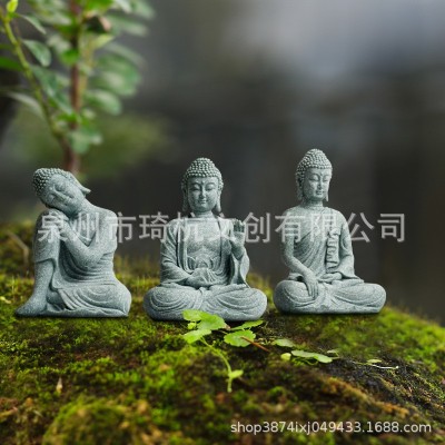 跨境新品创意佛像摆件禅意鱼缸盆景景观造景家居装饰品树脂工艺品图3
