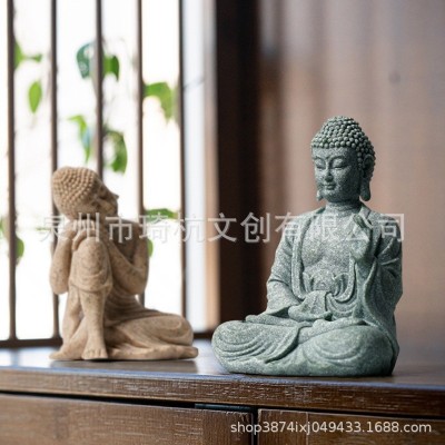 跨境新品创意佛像摆件禅意鱼缸盆景景观造景家居装饰品树脂工艺品图2