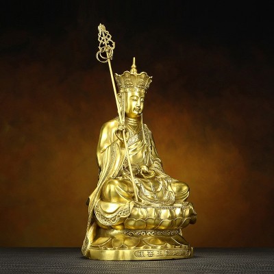 黄铜坐莲地藏王菩萨佛像摆件家居工艺品图2