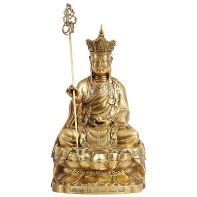 黄铜坐莲地藏王菩萨佛像摆件家居工艺品图5