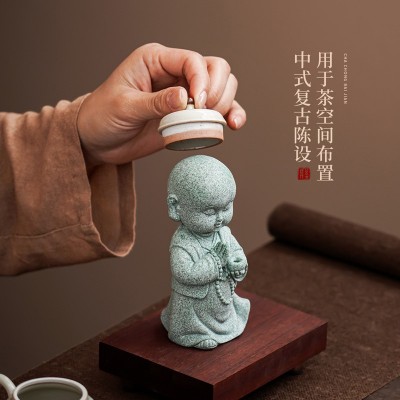 精品创意青砂石僧人茶宠摆件茶桌桌面装饰品茶道配件茶道一件代发图4