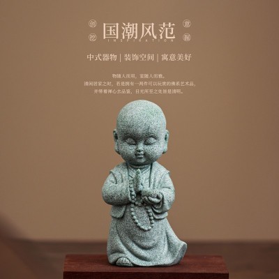 精品创意青砂石僧人茶宠摆件茶桌桌面装饰品茶道配件茶道一件代发图3