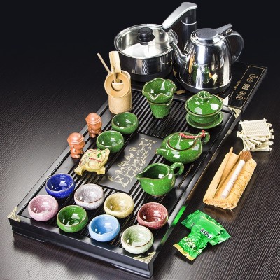 厂家批发 茶具套装 四合一快速炉整套陶瓷功夫茶具实木茶盘工艺品图2