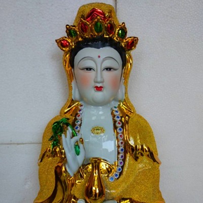 生产厂家佛像佛具 砂金观音菩萨南海观音批发陶瓷 工艺品摆件图4