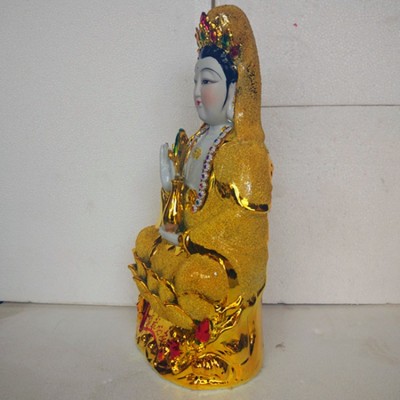 生产厂家佛像佛具 砂金观音菩萨南海观音批发陶瓷 工艺品摆件图3