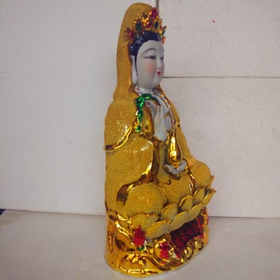 生产厂家佛像佛具 砂金观音菩萨南海观音批发陶瓷 工艺品摆件图2