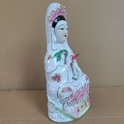 瓷器批发白玉观音 观音菩萨佛像中式工艺品陶瓷摆件图3