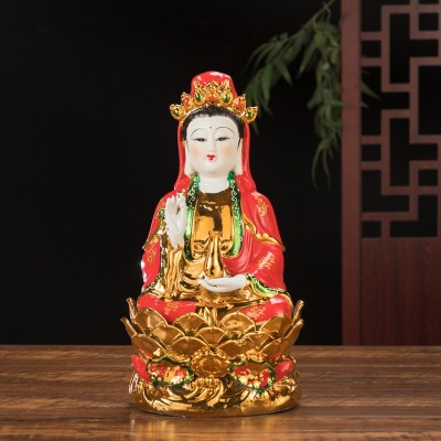 陶瓷镀金沙中国红观音菩萨财神爷文武关公神像家居摆件开业招财