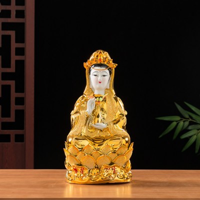 陶瓷镀金沙中国红观音菩萨财神爷文武关公神像家居摆件开业招财图2