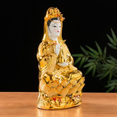 陶瓷镀金沙中国红观音菩萨财神爷文武关公神像家居摆件开业招财图4