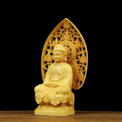 黄杨木雕家居雕刻工艺品供奉释迦牟尼如来佛陀实木佛像小摆件图3