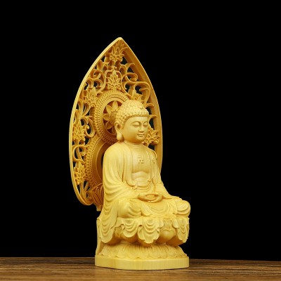 黄杨木雕家居雕刻工艺品供奉释迦牟尼如来佛陀实木佛像小摆件图4