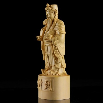 厂家批发佛像福禄寿摆饰 精品家居财神 黄杨木雕刻工艺礼品图5