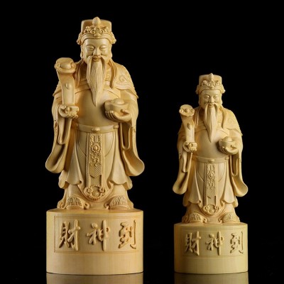 厂家批发佛像福禄寿摆饰 精品家居财神 黄杨木雕刻工艺礼品图3