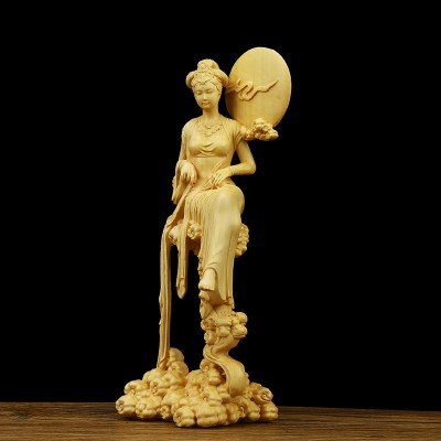 黄杨木雕嫦娥摆件中国风客厅装饰品仕女雕刻收藏手工艺品中秋礼品图3