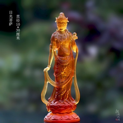 古法琉璃东方三圣药师佛日月光菩萨佛像摆件居家客厅佛堂摆放供奉图4
