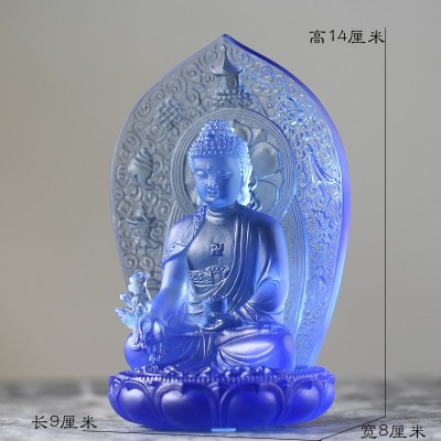 古法琉璃背板药师佛佛像发光金刚底座摆件居家客厅桌面摆放佛具图4