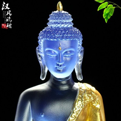 琉璃药师佛佛像寺庙供奉客厅摆件药师琉璃光如来鎏金加高底座佛具图2